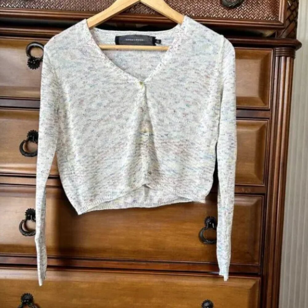 Code x Mode Minimalist Preppy Knit Space Dye cropped Layered Cardigan size S